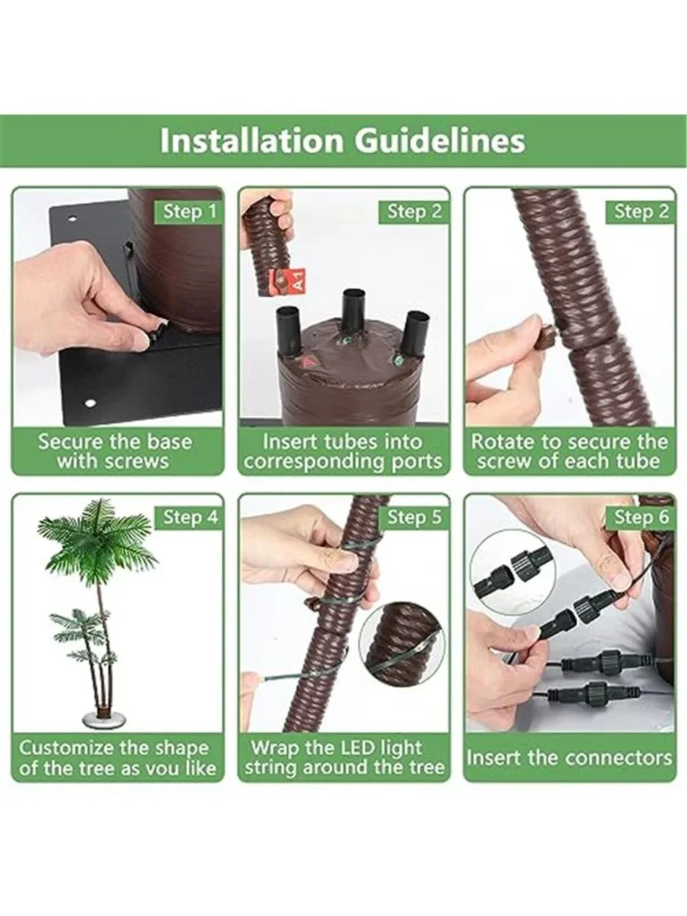 6FT LED Lighted Palm Tree Outdoor Indoor Waterproof Tropical Patio Decor Light